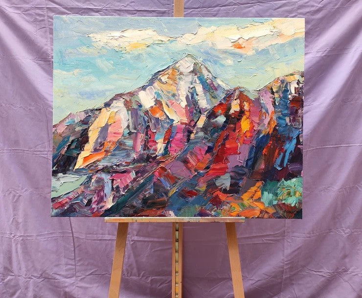 Original Landscape Paintings, Mountain Paintings for Sale, Abstract Mountain Painting, Oil Painting on Canvas, Large Painting for Sale