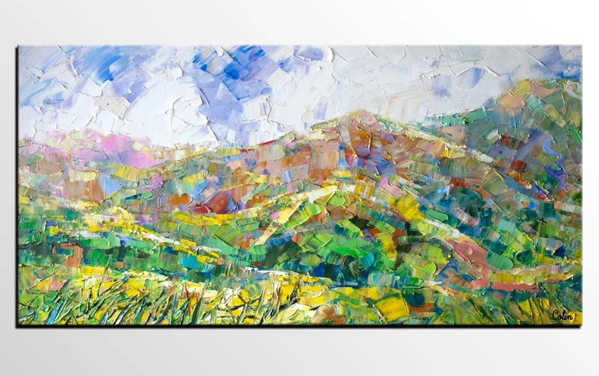 Abstract Landscape Painting, Landscape Painting for Living Room, Mountain Landscape Paintings, Palette Knife Painting, Landscape Canvas Painting