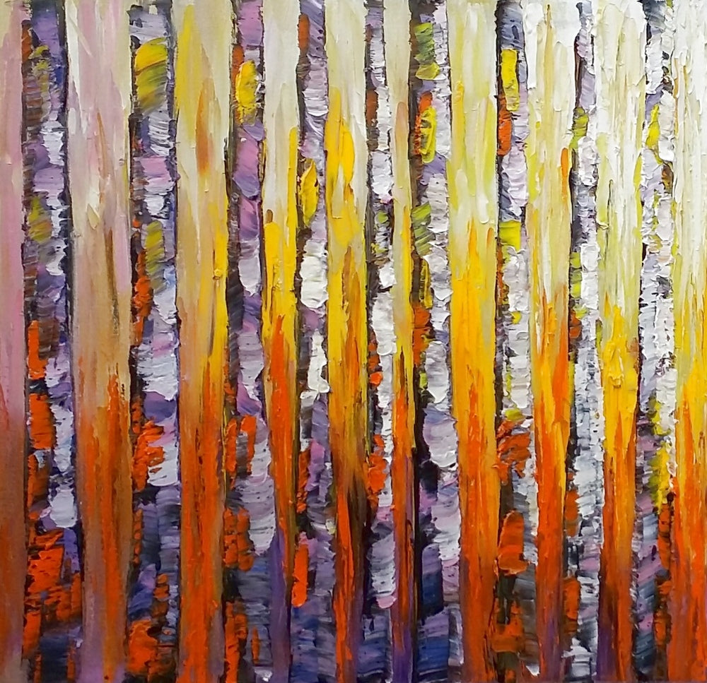 Landscape Painting Birch Tree Painting Oil Painting Abstract