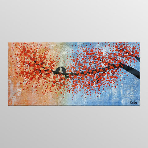 Simple Modern Art, Love Birds Painting, Abstract Acrylic Painting