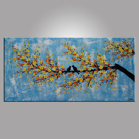 Modern Canvas Painting, Simple Abstract Art, Love Birds Painting