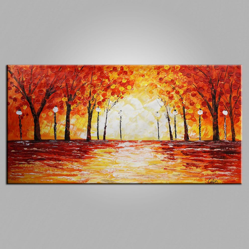 Original Wall Art Autumn Tree Painting Landscape Painting Large Art Canvas Art Wall Art Bedroom Artwork Canvas Painting 459