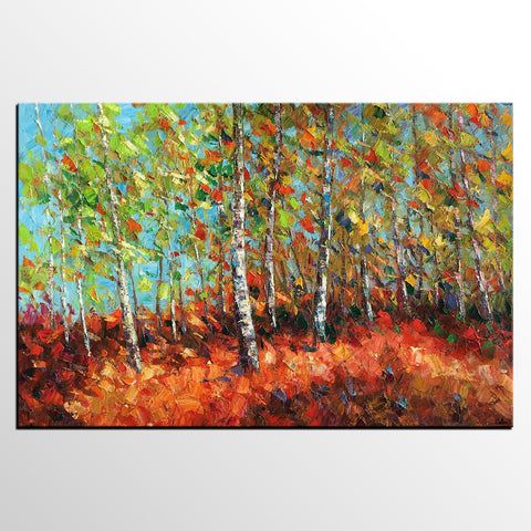 Abstract Art, Forest Tree Painting, Landscape Painting, Heavy Texture –  artworkcanvas