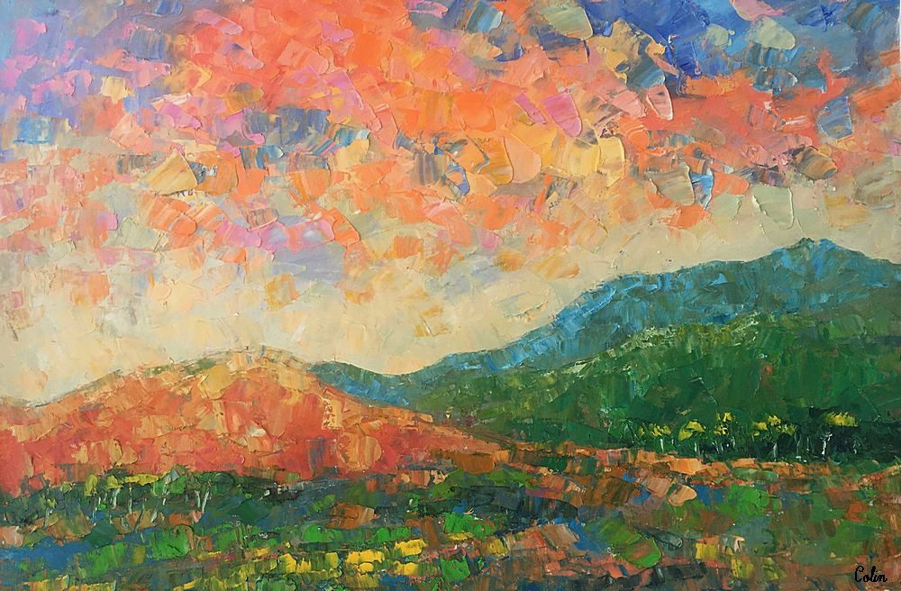 Abstract Mountain Landscape Art, Large Art, Original Art, Contemporary