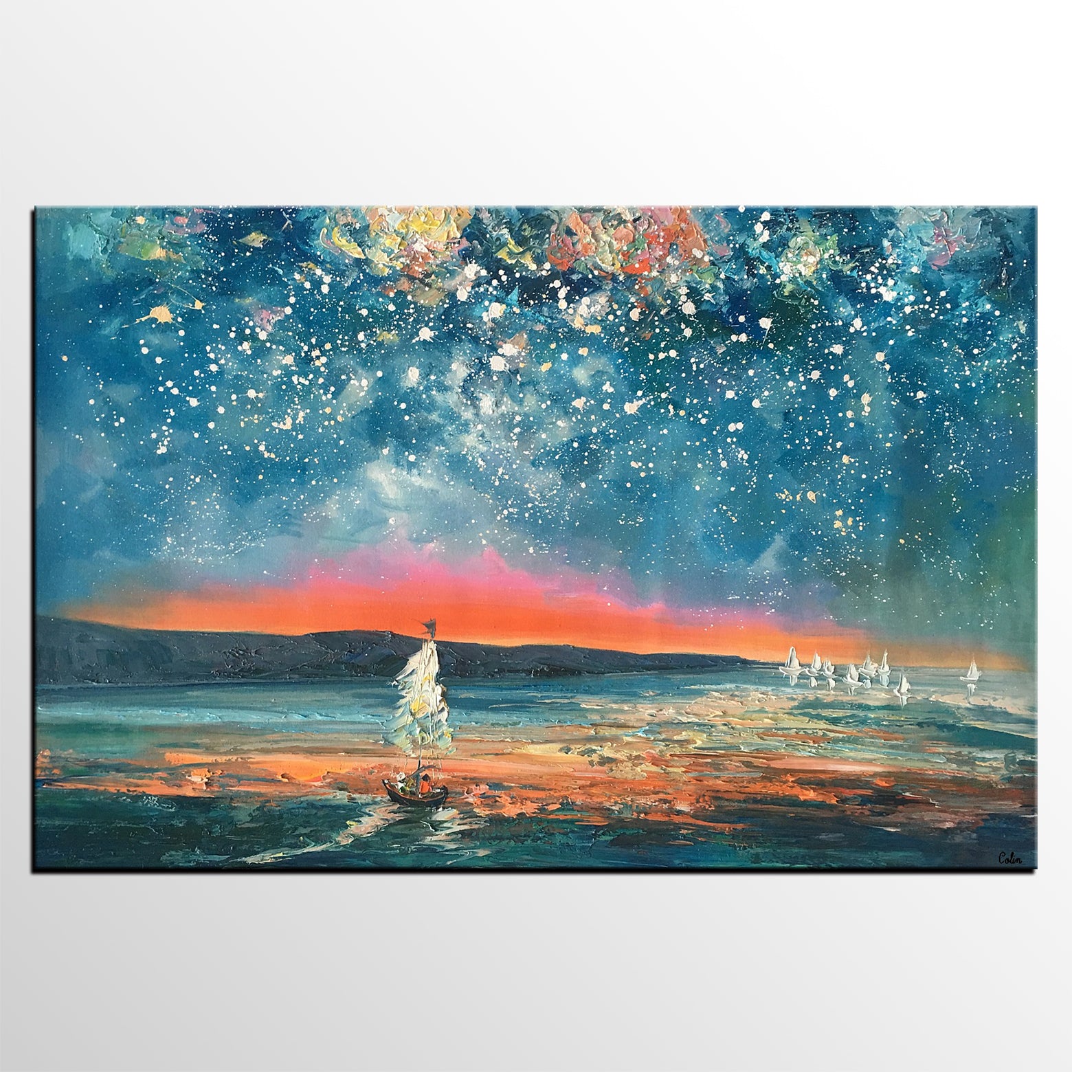 Abstract Painting Starry Night Sky Painting Bedroom Wall Art Canvas Art Painting Art On Canvas