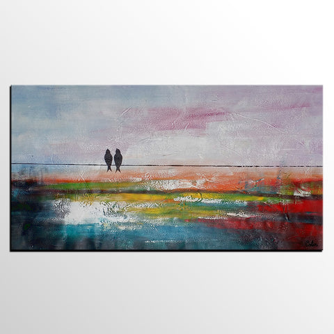 Simple Modern Art, Love Birds Painting, Abstract Acrylic Painting