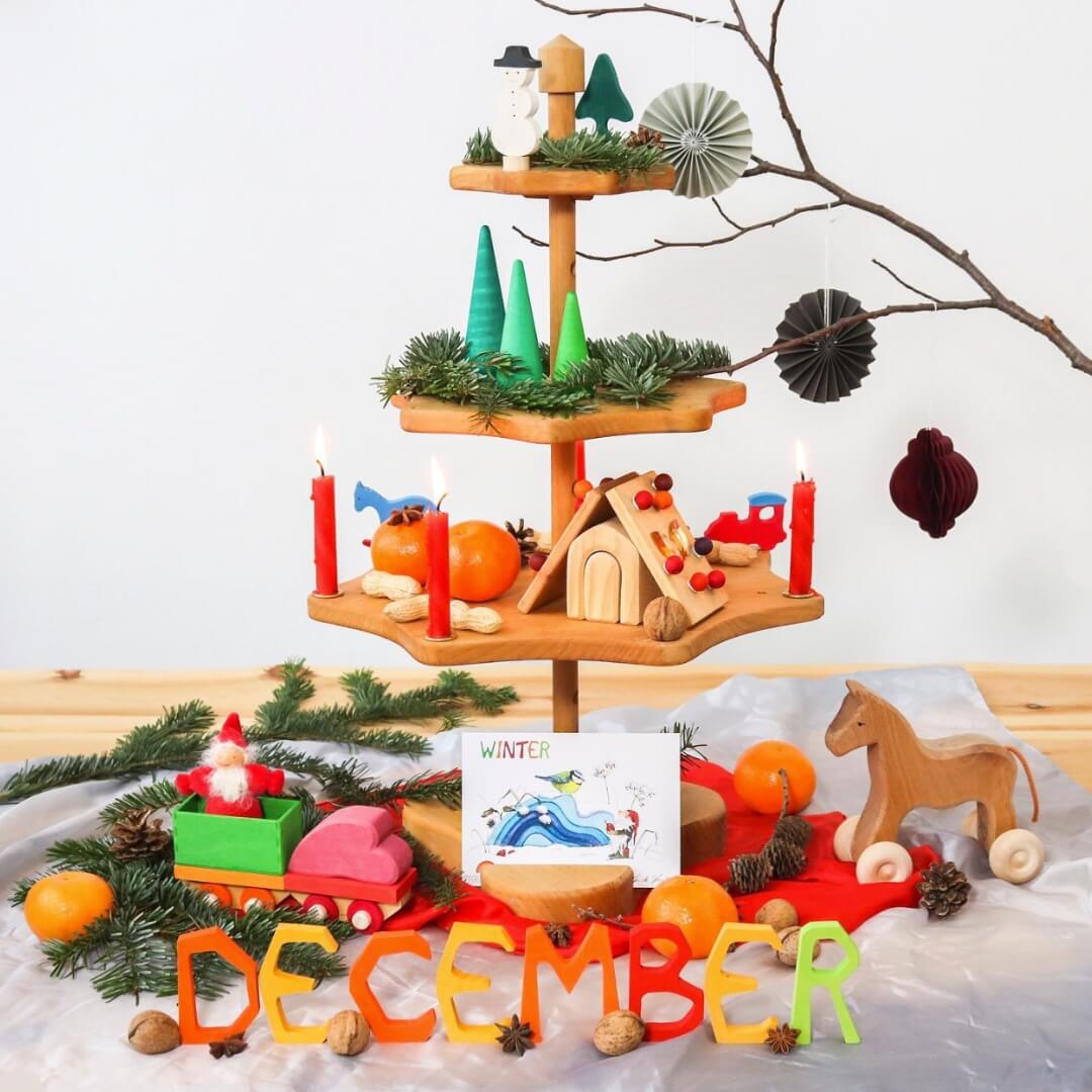Decorative Seasonal Display: December (Image Credit: @grimmswoodentoys)
