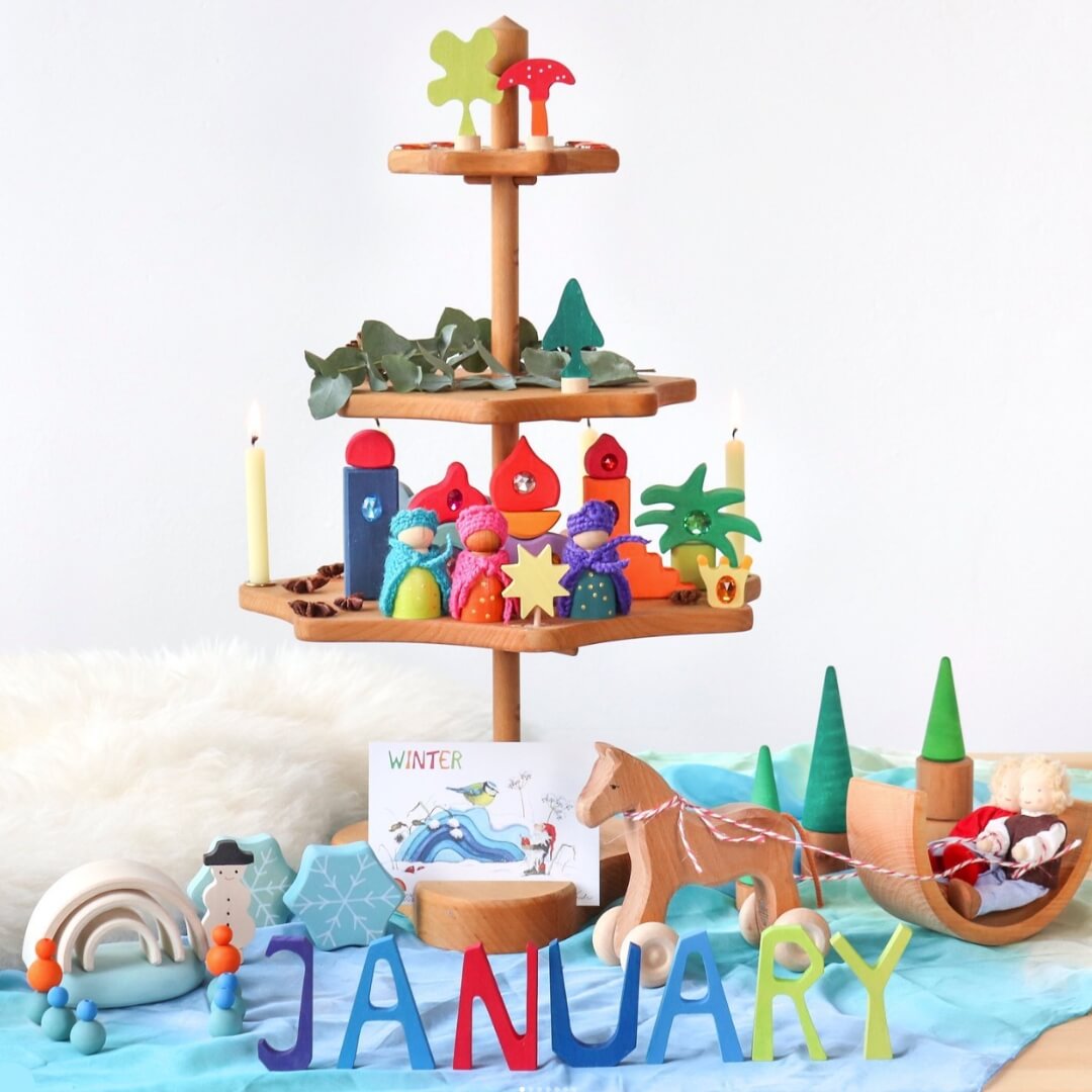 Decorative Seasonal Display: January (Image Credit: @grimmswoodentoys)