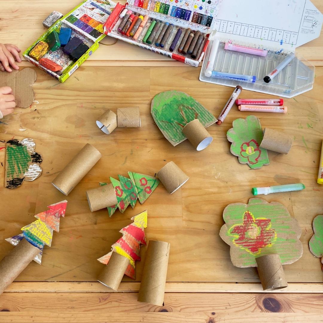 Festive Fun Crafts with Kitpas Crayons and Chalk: Jolly Cardboard Christmas Trees