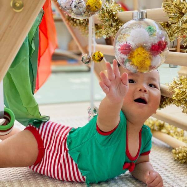 Festive Fun: Christmas Play Ideas for Babies and Toddlers - Festive Baby Gym with Sarah's Silks