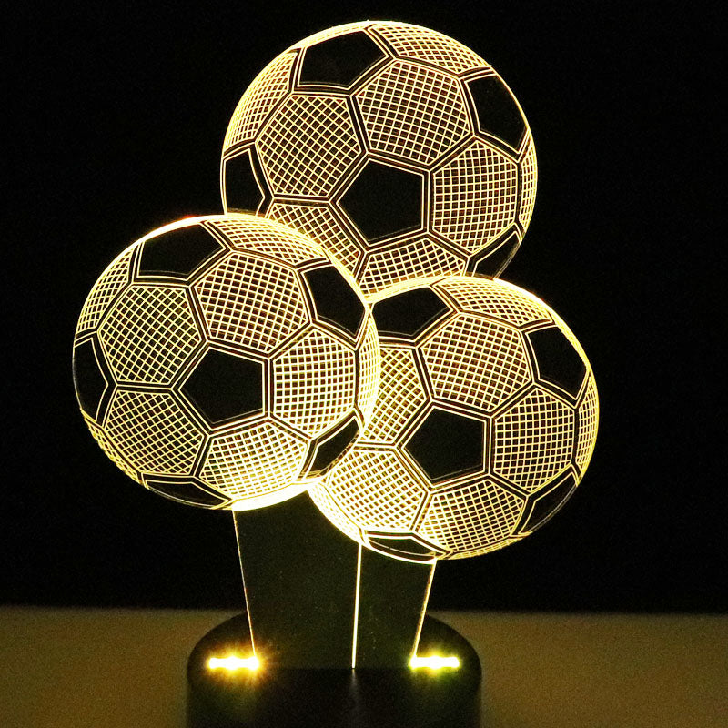  Lampe  LED  3D 3 Ballons  De Foot Easy Tech Market