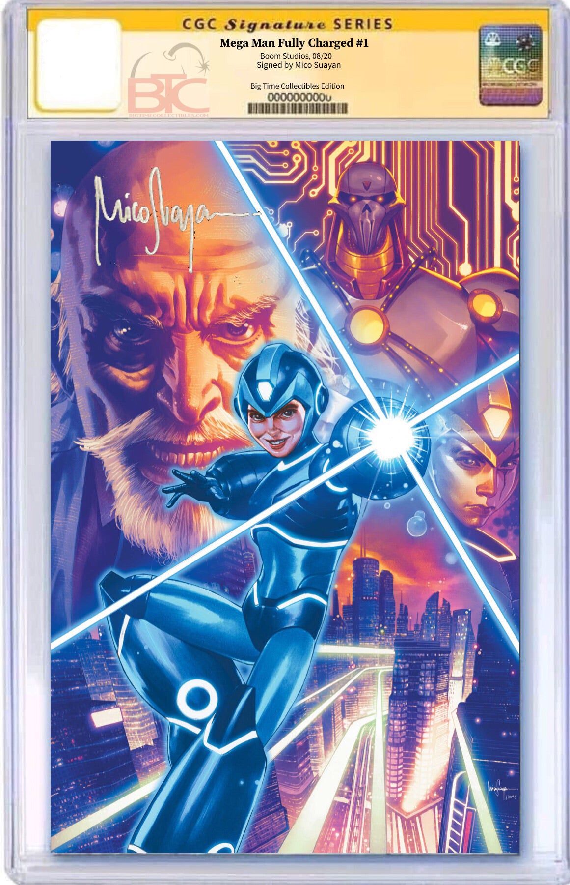 Mega Man Fully Charged 1 Mico Suayan Exclusive Virgin Variant Cgc Opt Big Time Collectibles