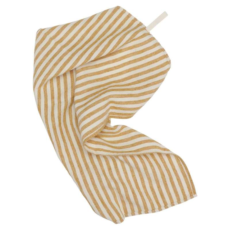 Billede af HAPS Nordic Viskestykke i Europæisk Hør - Marine Stripe Mustard/Nature hos Mammashop.dk