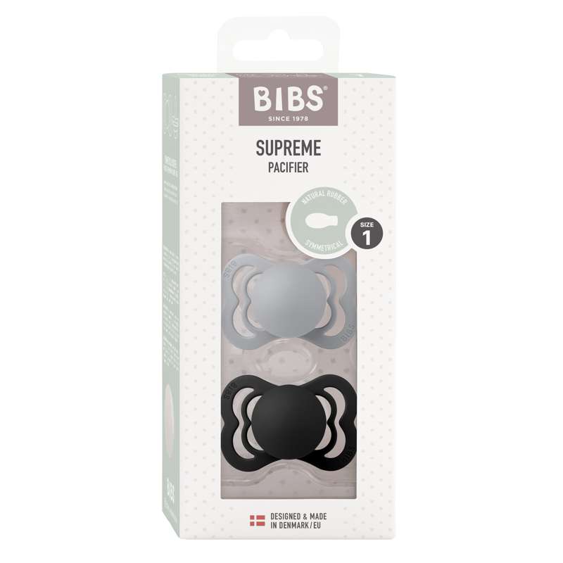 BIBS Supreme Sut - 2-Pak - Str. 1 - Naturgummi - Cloud/Black