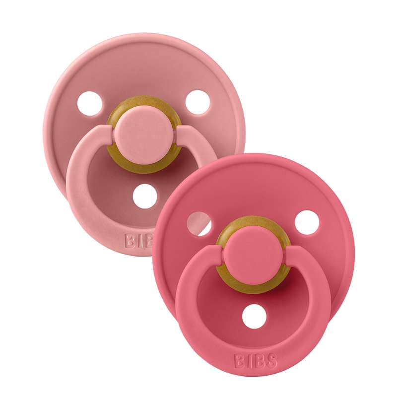 BIBS Symmetrisk Colour Sut - 2-Pak - Str. 2 - Naturgummi - Dusty Pink/Coral thumbnail