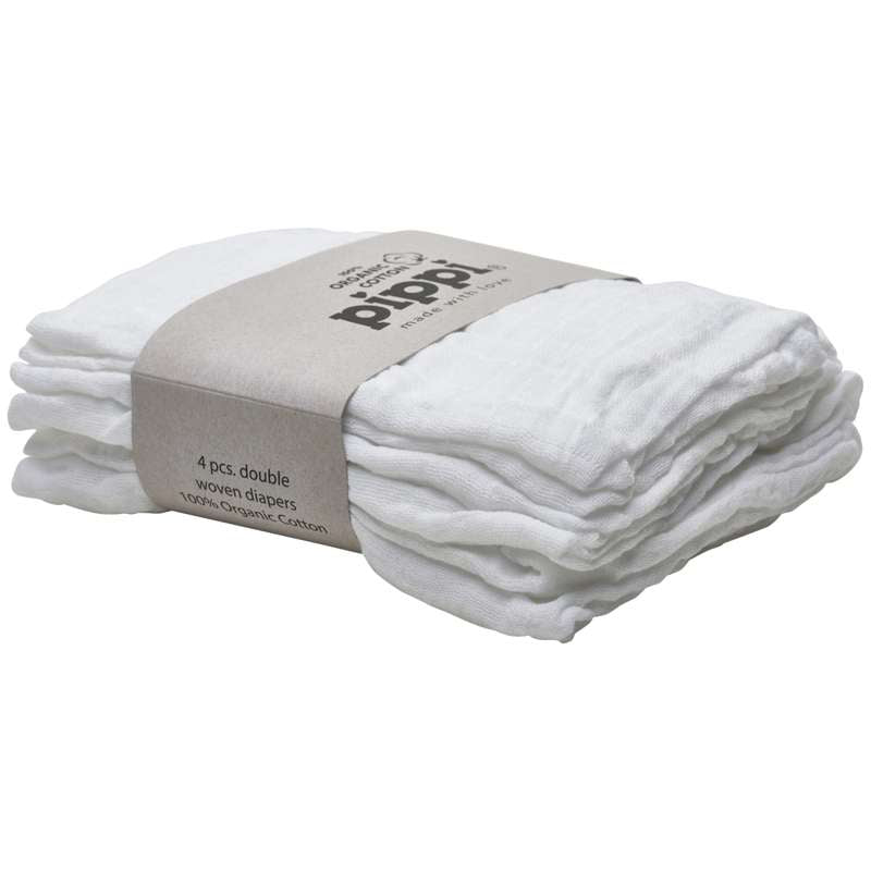 Pippi Stofble Organic Cloth Muslin (4-pack) - White