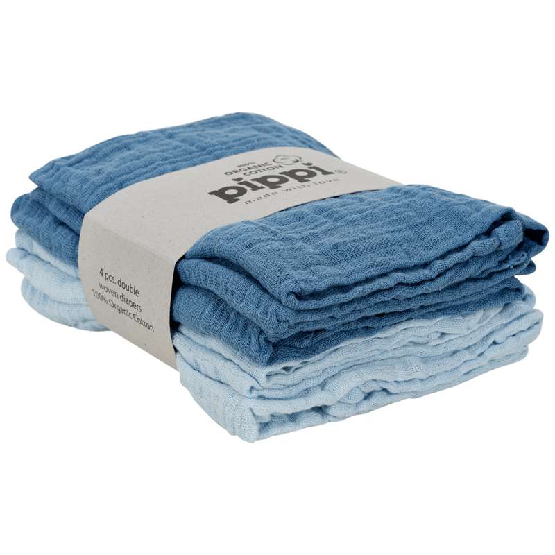 Pippi Stofble Organic Cloth Muslin (4-pack) - Baby Blue thumbnail