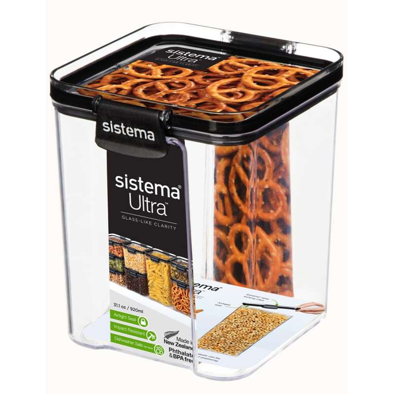 Sistema Madopbevaring - Tritan Ultra - Square - 920ml - Sort thumbnail