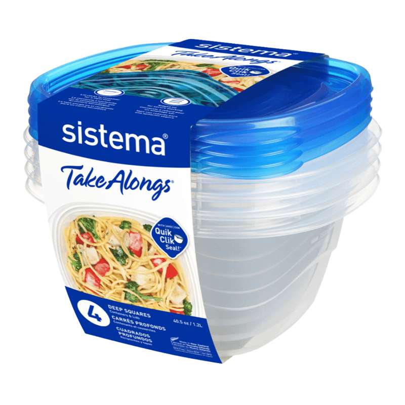 Sistema Madopbevaring - Deep Square TakeAlongs - 4-Pak - 1.2L - Royal Blue thumbnail