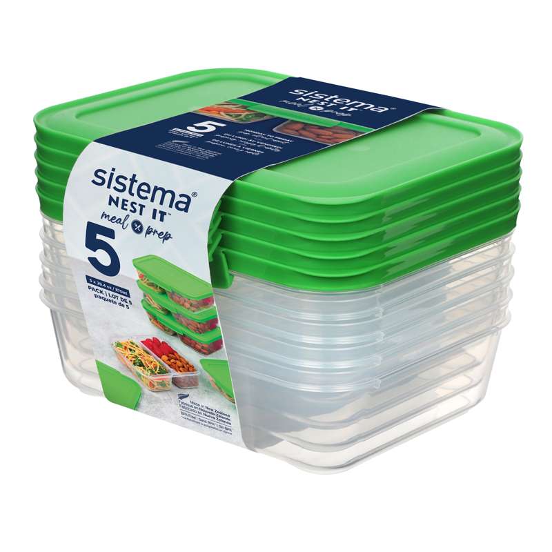 Sistema Madopbevaring - Meal Prep Nest It - 5-Pak - 870ml - Grøn thumbnail