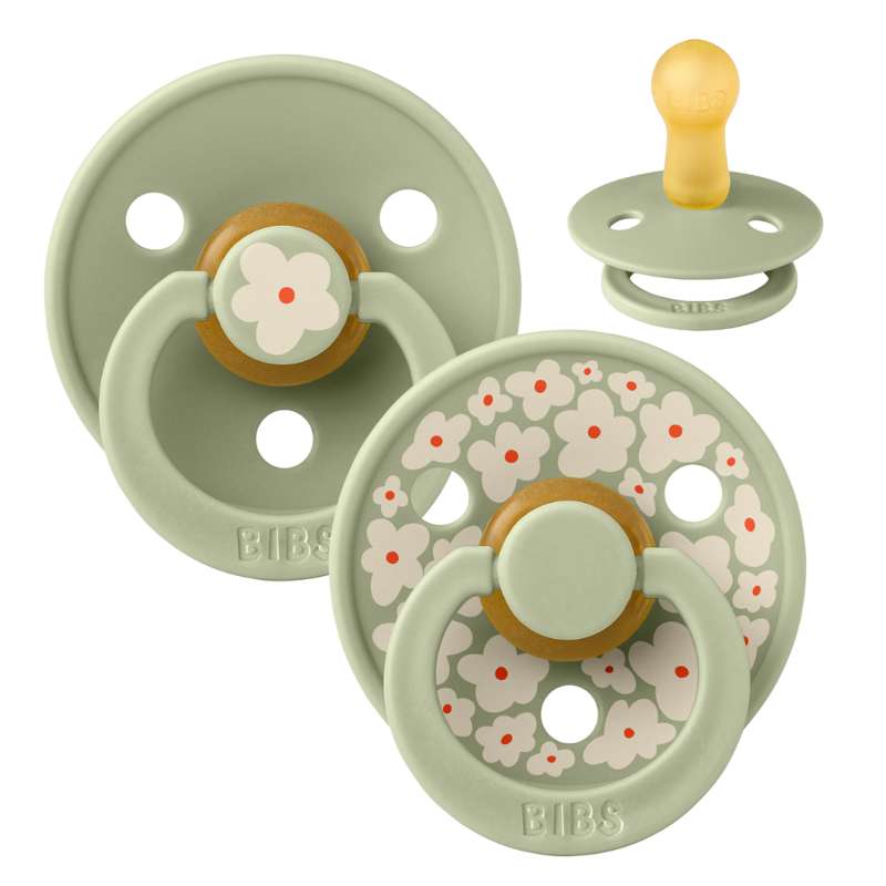 Billede af BIBS Rund Colour Sut - 2-Pak - Str. 2 - Naturgummi - Studio - Jasmine - Sage/Sage