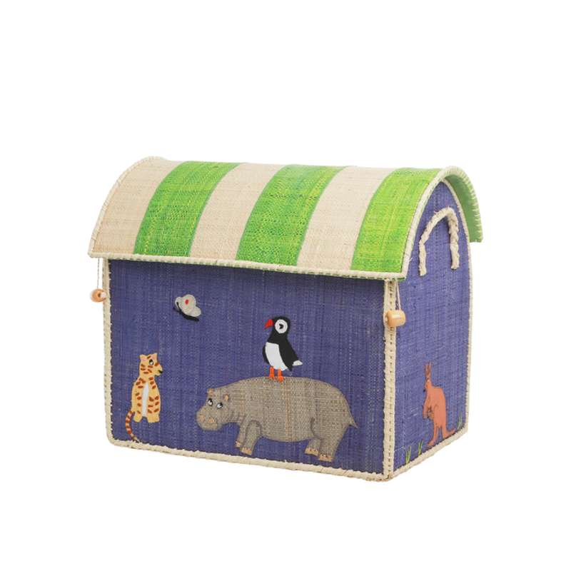 Billede af RICE Raffia Opbevaringshus - Animals - Lille hos Mammashop.dk