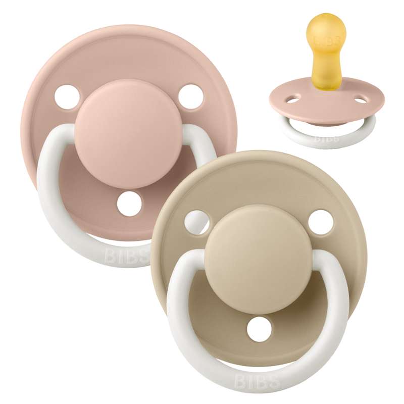 BIBS De Lux Sut - 2-Pak - Str. 2 - Naturgummi - GLOW - Blush/Vanilla