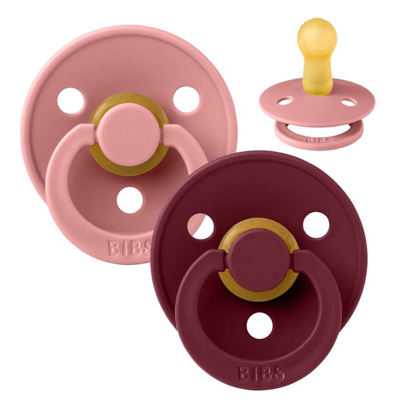 BIBS Rund Colour Sut - 2-Pak - Str. 2 - Naturgummi - Dusty Pink/Elderberry