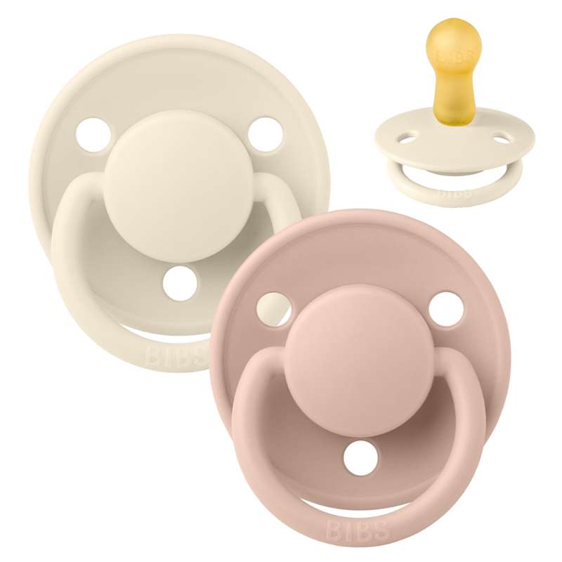 BIBS De Lux Sut - 2-Pak - Str. 2 - Naturgummi - Ivory/Blush