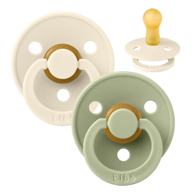 BIBS Rund Colour Sut - 2-Pak - Str. 2 - Naturgummi - Ivory/Sage thumbnail