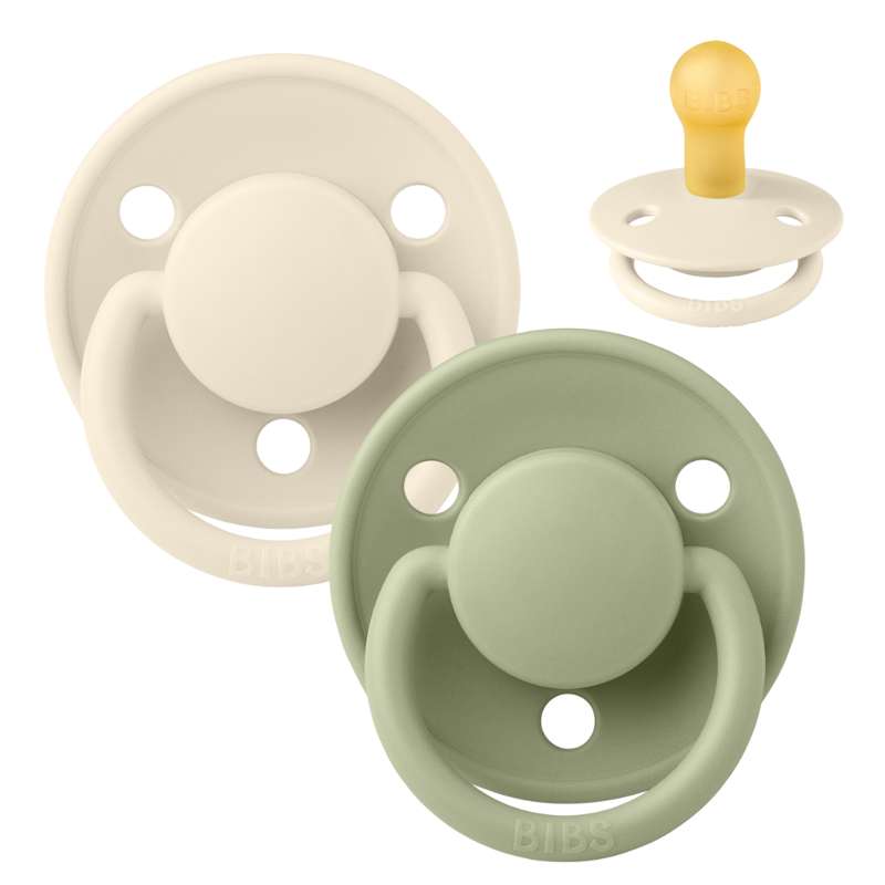 BIBS De Lux Sut - 2-Pak - Str. 1 - Naturgummi - Ivory/Sage