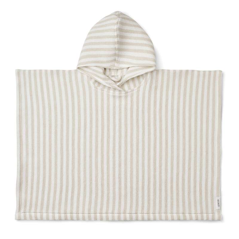 Liewood Paco Poncho - Stripes - Crisp White/Sandy - 7-8 år thumbnail