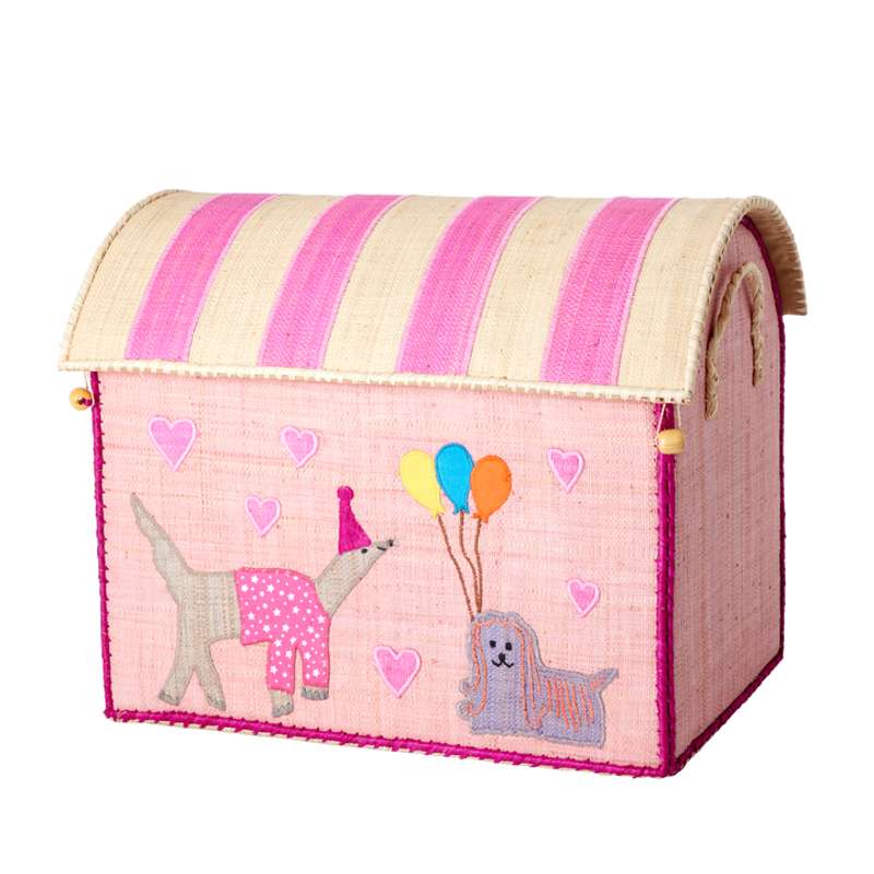 Billede af RICE Raffia Opbevaringshus - Party Animal - Lys Pink - Mellem