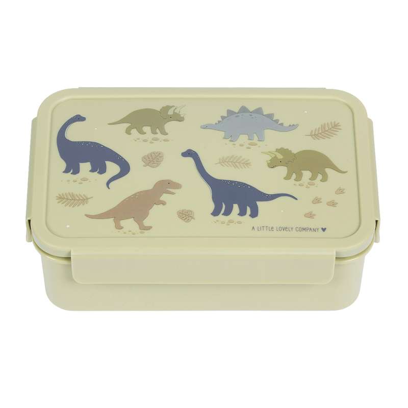 A Little Lovely Company Ruminddelt Bento Madkasse - Dinosaur - Oliven thumbnail