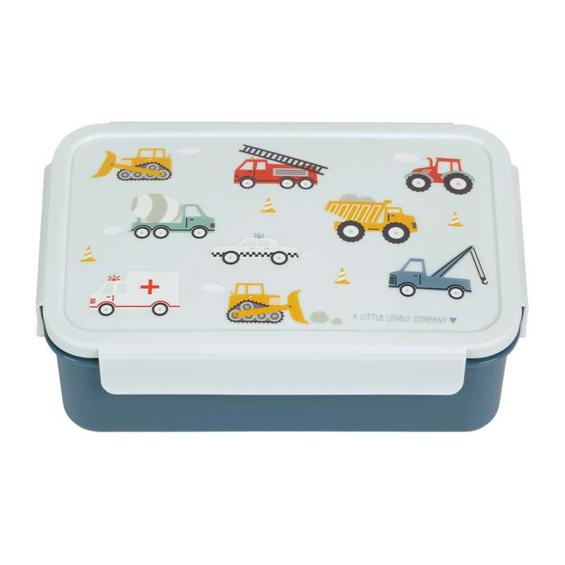 Billede af A Little Lovely Company Ruminddelt Bento Madkasse - Vehicles - Blå hos Mammashop.dk