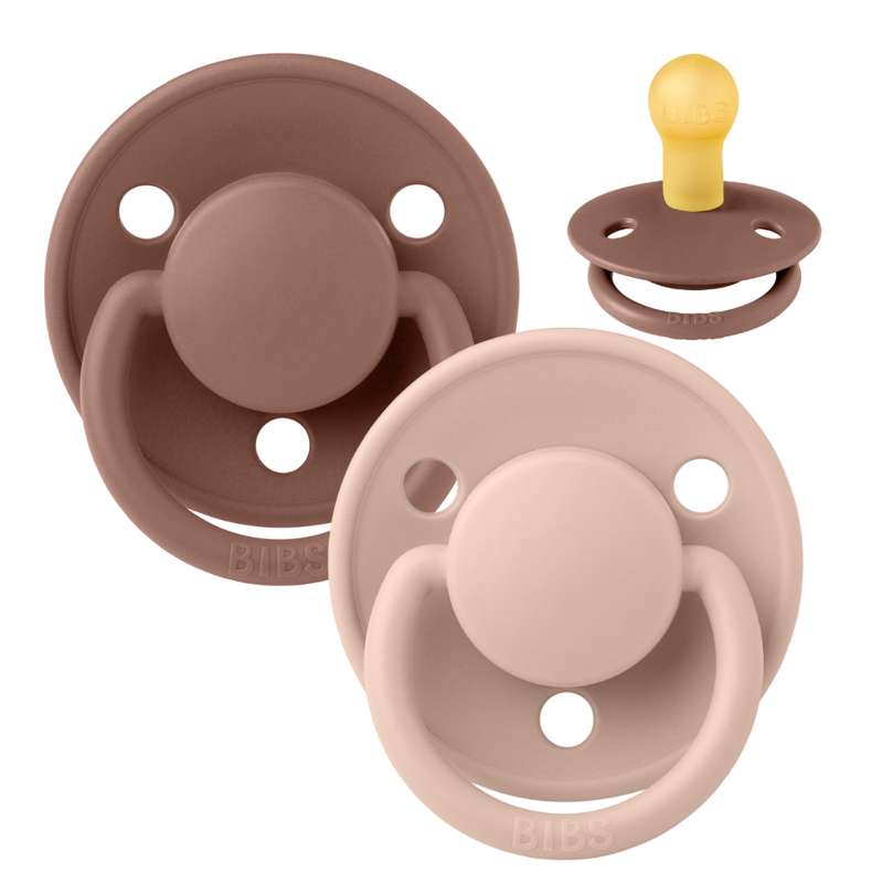 BIBS De Lux Sut - 2-Pak - Str. 1 - Naturgummi - Woodchuck/Blush