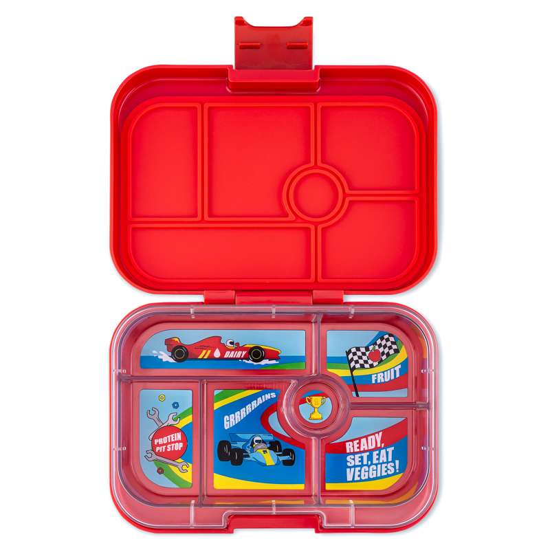 Billede af Yumbox Madkasse - Original - 6 rum - Roar Red/Race Cars hos Mammashop.dk