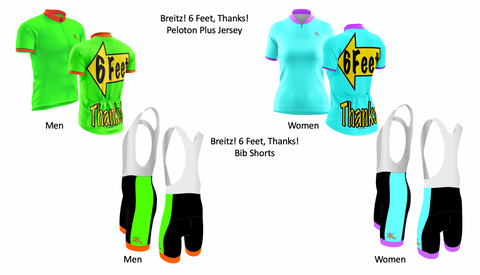 Men's and women's Breitz! 6 Feet, Thanks! Solid Fluorescent Cycling Kits