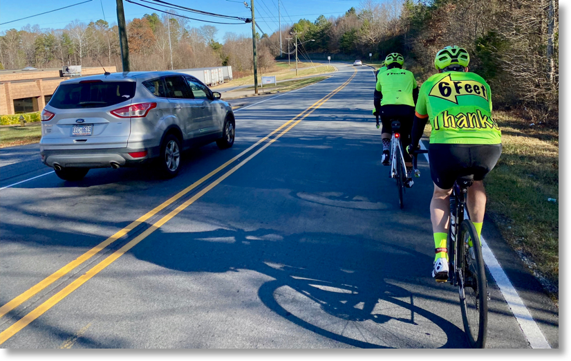 Appropriate separation between cyclists and a passing drinver