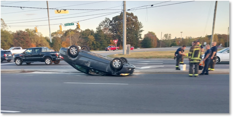 Will's Overturned Car on Springs Road and McDonald Parkway