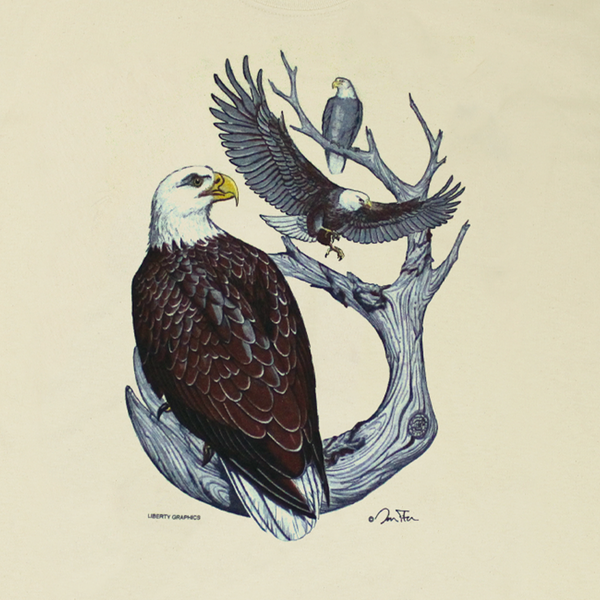 Liberty Graphics Bald Eagles Adult Natural T-Shirt XXL