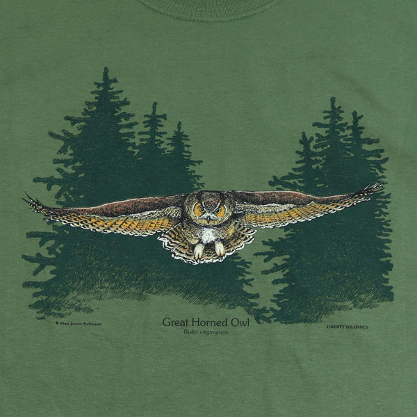 Charley Harper's Roving Raptors Adult Denim T-Shirt X-Large