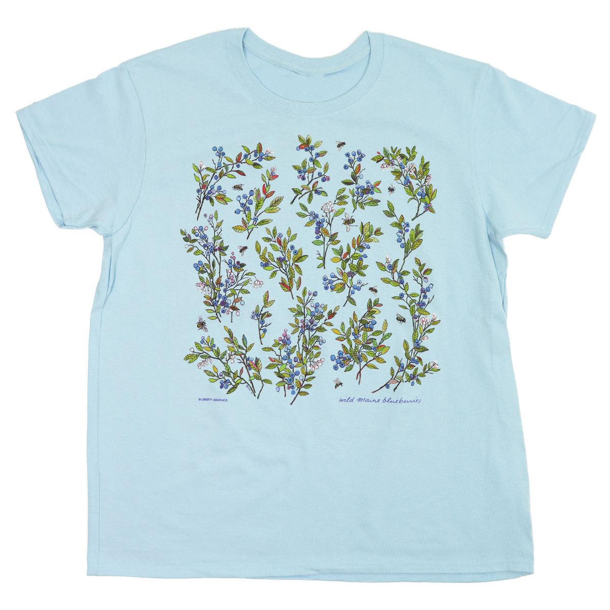 light blue graphic tee