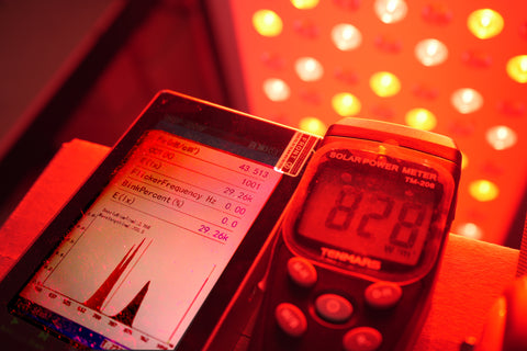 Red Light Panel Intensity Measurement HoppoColor Spectroradiometer Intensity Wavelength Spectrum