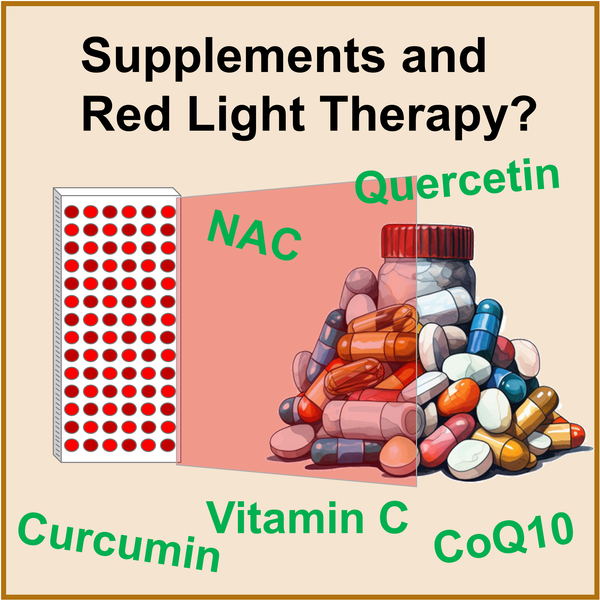 Supplements Antioxidants Red Near Infrared Light Therapy NAC Quercetin Curcurmin CoQ10