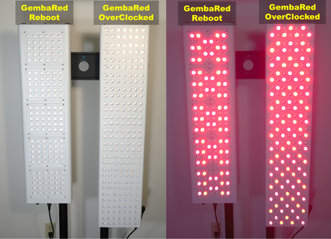 GembaRed Reboot vs GembaRed OverClocked Red Light Therapy Panel Compare