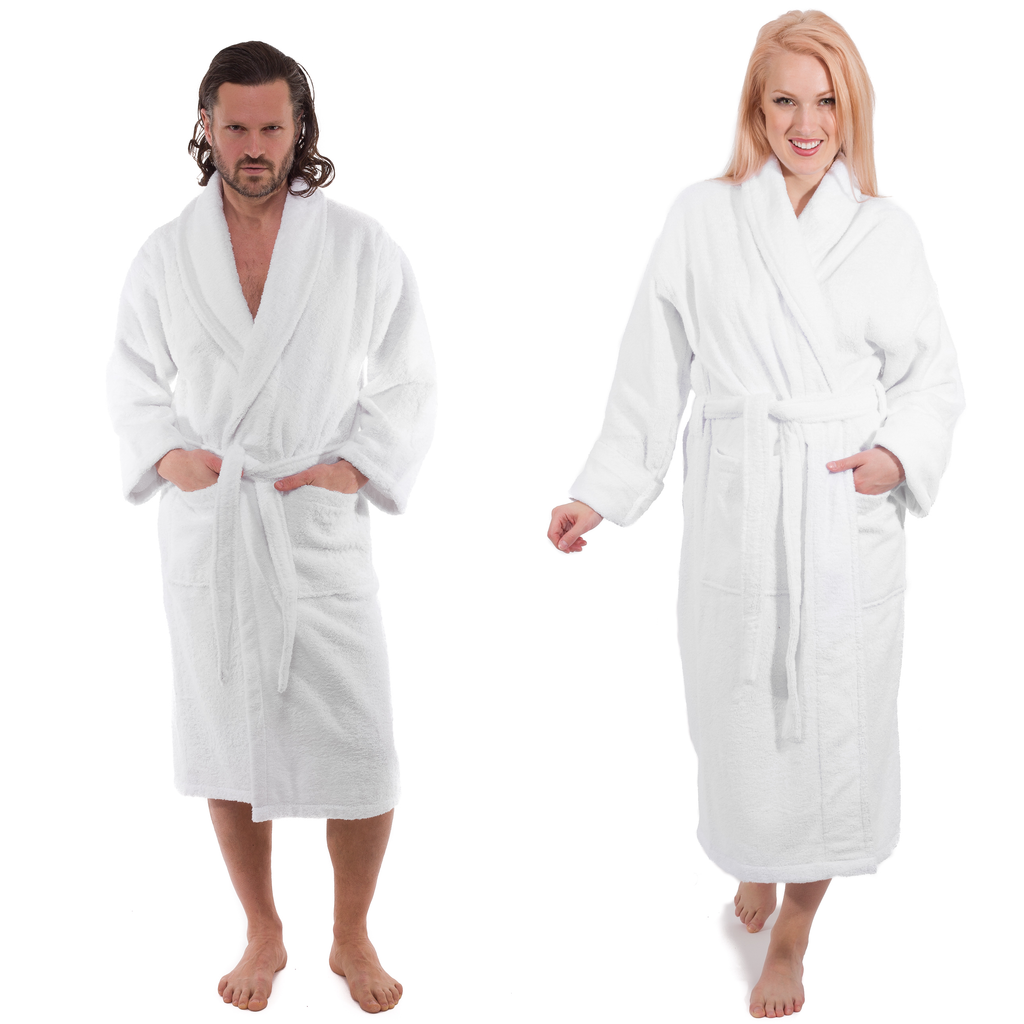 White Terry Cloth Turkish Cotton Bathrobe - Sizes Small to 5XLT ...