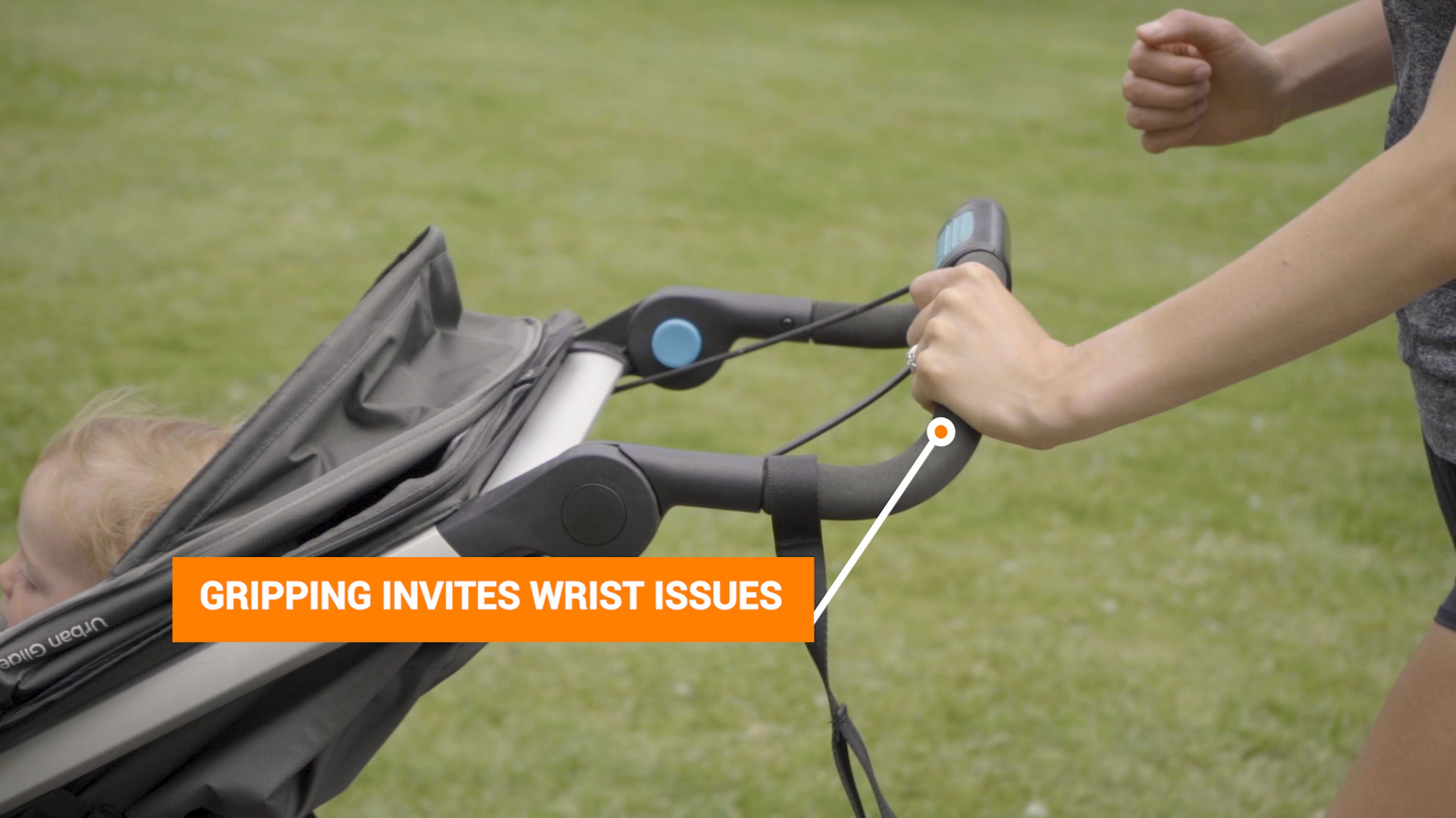 Gripping push strollers invites wrist issues