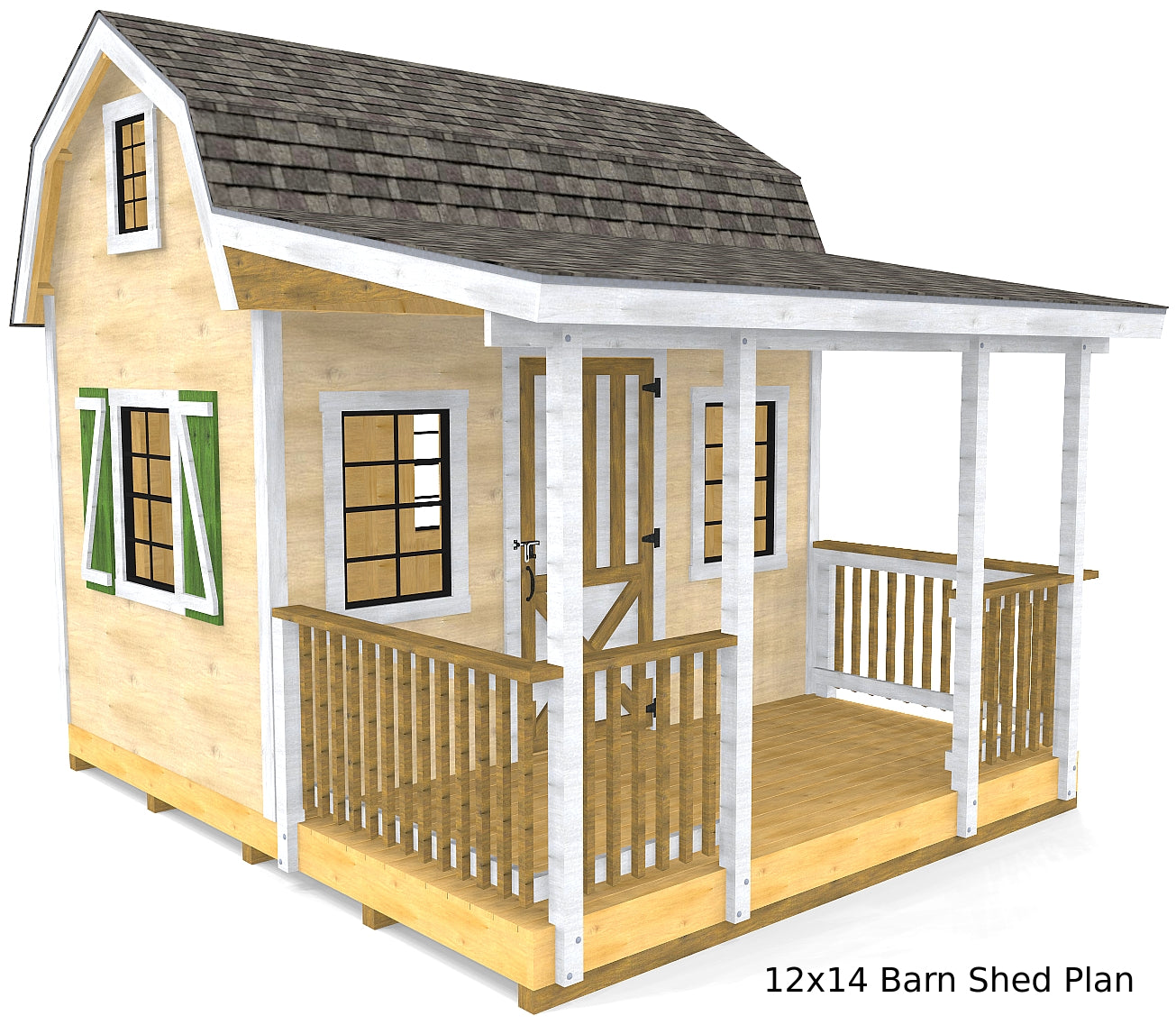 DIY Barn Shed Plans 3‑Sizes 2 Story &amp; Front Porch 