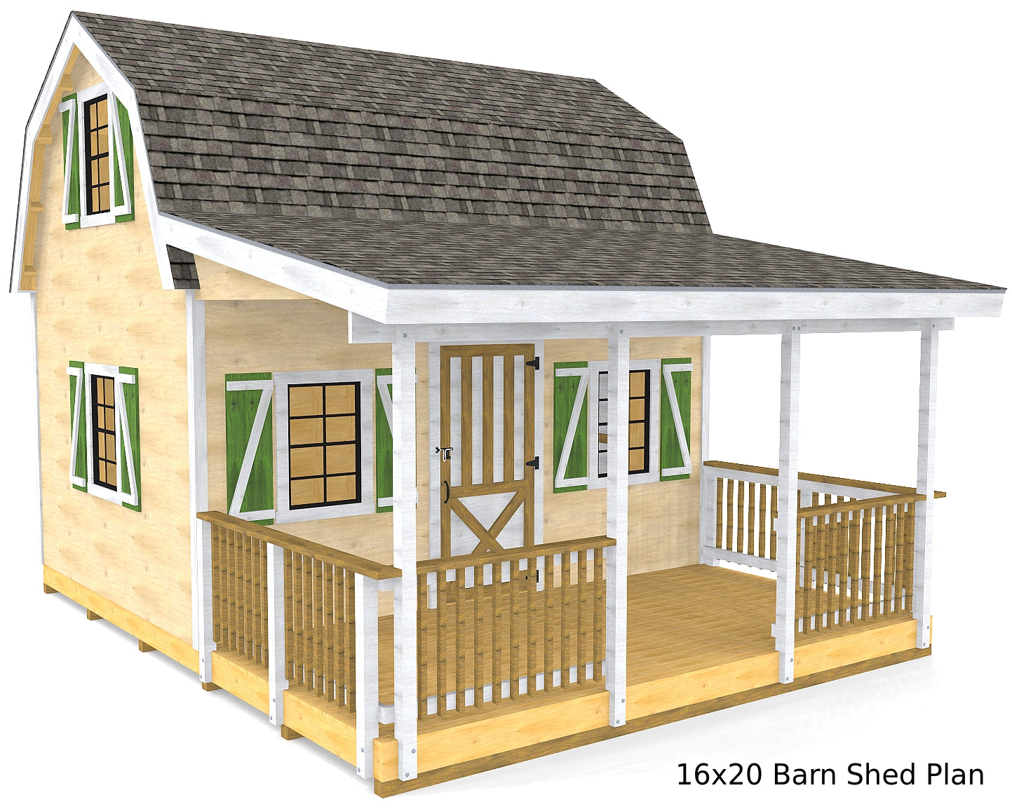 Diy Barn Shed Plans 3 Sizes 2 Story Front Porch Design